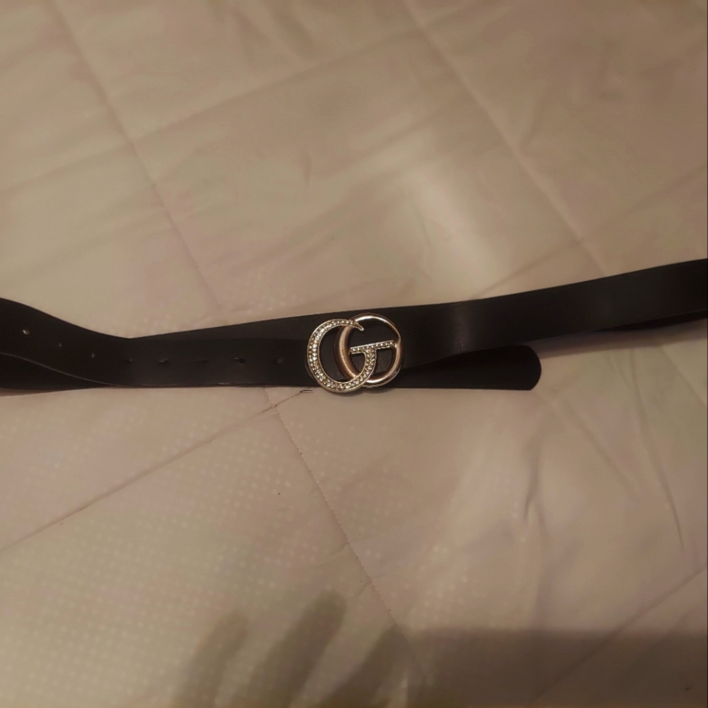 Black Leather Belt with Silver Buckle